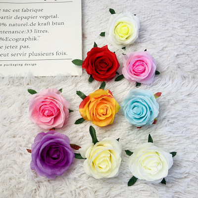Simulation Raw Silk Rose Flower Diameter 9cm Rose Perianth Wedding Flower Wall Flower Arrangement Decoration Fake Flower DIY Flower Delivery