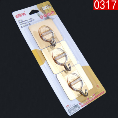 Bailiwang 0317 Sticky Hook Nail-Free Paste Metal Clothes Hook Home Office 3 Pack Transparent Gold Two Options