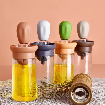 Brush with Scale Oil Pot High Temperature Resistant Silicone Bruch Head Barbecue Oil Brush Oil Brush Metering Oil Bottle