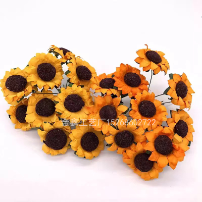 Artificial Sunflower Flowers for Gift Box Diy Decor Paper Flowers Scrapbooking Craft Mini Daisy