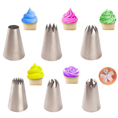 Large 6-Piece Set Decorating Nozzle Combination Cake Biscuit Cream Baking Tool Stainless Steel