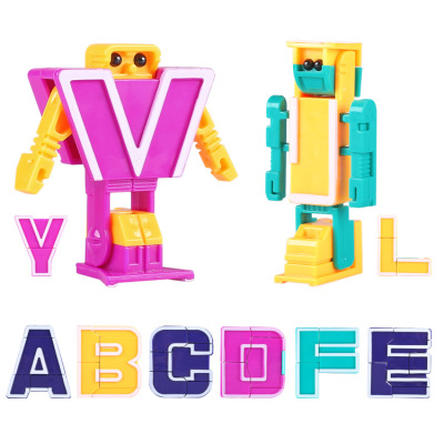 English Letters Deformation Team Early Education Puzzle Diamond Robot Children's Toys 26 Gift Set Boxed