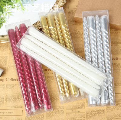 European-Style Wedding Banquet Thread Color Smoke-Free Long Brush Holder Candle Western-Style Wedding Party Long Branch Dress-Up Candle