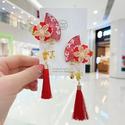 Children's Hair Accessories Wholesale Princess Style Barrettes Girls Ancient Costume Han Chinese Clothing Headdress Super Fairy Tassel