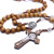 Cross Catholic Rosary Necklace Handmade Wooden Bead Cross Necklace Christ Prayer Beads Religious Ornament