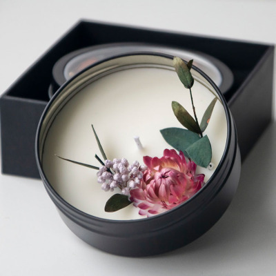 Dried Flower Iron Can Aromatherapy Candle Travel Incense Aromatherapy Home Decoration Holiday Gift Handmade Soy Wax Scented Candle