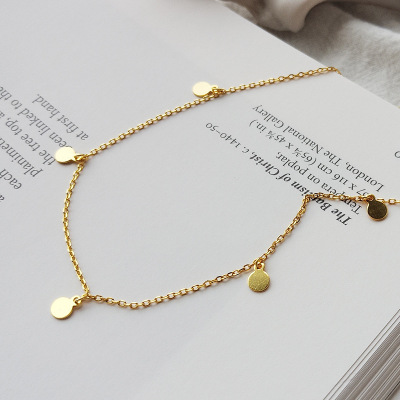 and American Entry Lux round Necklace Personality Golden Short Type Twin Clavicle Chain Female Factory Direct Supply