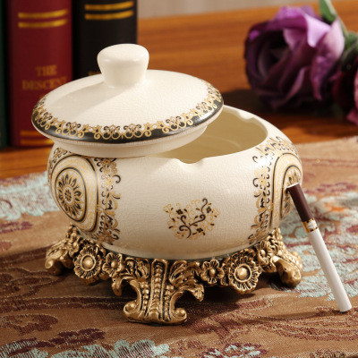 New Chinese Ceramic Ashtray Creative Personalized Living Room Home Desk Hotel Decoration Ashtray With Lid