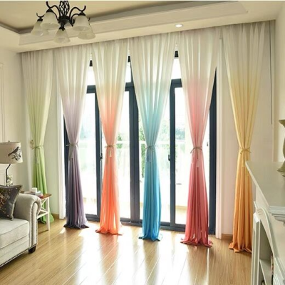 Nordic Simple Gradient Color Curtain Half Shade Living Room Bedroom Balcony Floor Curtain