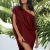 Amazon European and American Women's Clothing Solid Color One-Shoulder Cold-Shoulder Short Sleeve Irregular Dress