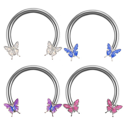 America Cross Border Butterfly Horseshoe Ring Ear Bone Studs 1.2*10 Horseshoe Ring Human Body Piercing Accessories Spot