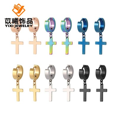 Cross Titanium Steel Stud Earring for Men/Ear Clip Wholesale EBay Hot Sale Cross-Border Female Fashion Ornament