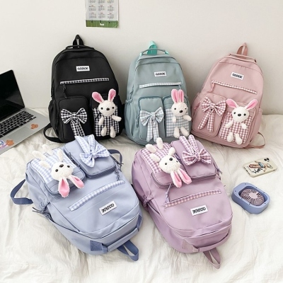 New Cute Bunny Backpack Schoolbag Travel Bag Computer Bag Stylish Bag Shoulder Bag Shoulder Bag