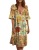 New Four Seasons Europe and America Cross Border Foreign Trade Women's Clothing round Neck Shirt with Half Sleeve Dress Multicolor Printed Skirt