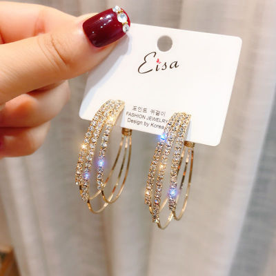 Korean-Style Temperamental Personalized and All-Match C- Shaped Ear Ring Refined Rhinestone Earrings Women's New Fashion