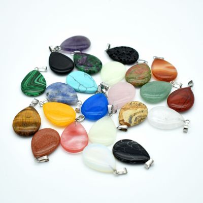 Factory Wholesale 18x25 Jade Water Drop Pendant Crystal Amethyst Pink Crystal Dongling Agate Necklace Pendant Ornaments
