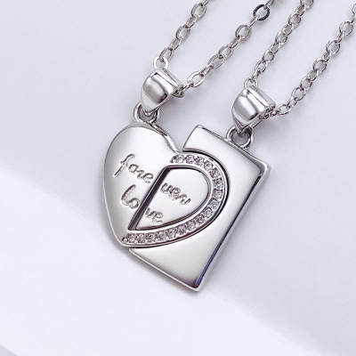 Tongxin Couple Pendant Korean Style Student Design Douyin Online Influencer Heart-Shaped Necklace Valentine's Day Gift