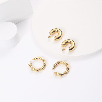 and American Style Internet Celebrity Ins Exaggerated Geometry Designer Construction Style Hollow Earrings Earrings