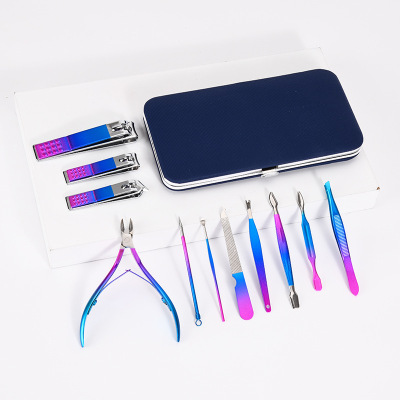 Colorful Stainless Steel Nail Clipper Supplies Nail Tools Manicure Pedicure Set For 7 10 12 15Pcs