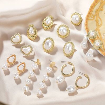 and American Vintage Court Style Pearl Earrings Baroque Pearl Earrings Women's Wholesale Pearl Earrings High Sense