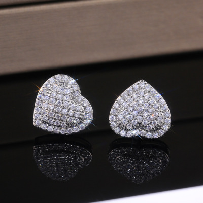 New Arrival Fashion Ol Micro Inlaid Zircon Love Women's Ear Studs European and American Wedding Anniversary Gift