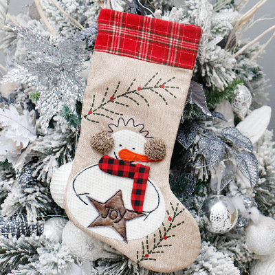 Cross-Border New Christmas Decorations Christmas Snowman Series Three-Dimensional Christmas Stockings Candy Bag Gift Bag Pendant