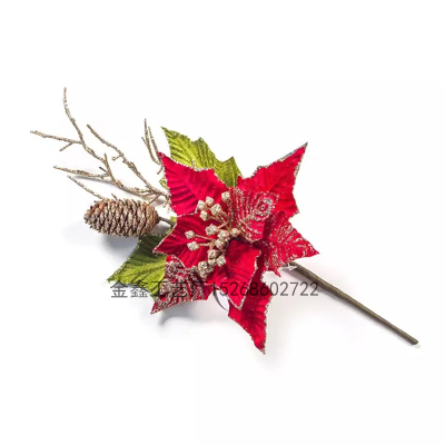  Large Glitter Poinsettia Flower Artificial Flower Heads For Wedding Party Home Decor Xmas Merry Christmas Tree Ornament