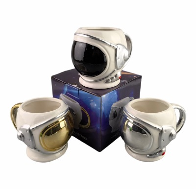 Spaceman Astronaut Ceramic Mug Relief Planet Milk Cup 3D Helmet Shape Water Cup Coffee Mug