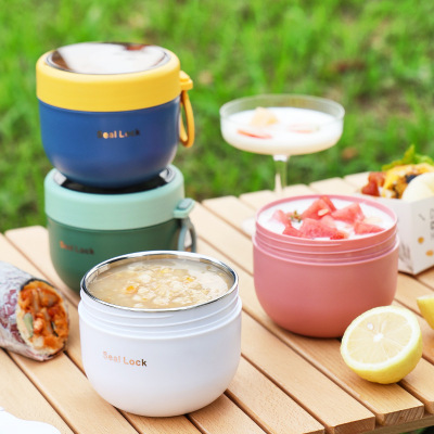 304 Stainless Steel Double-Layer Insulated Soup Cups Cup Breakfast Milk Cup Portable Mini Soup Jar Office Worker Oatmeal Cup