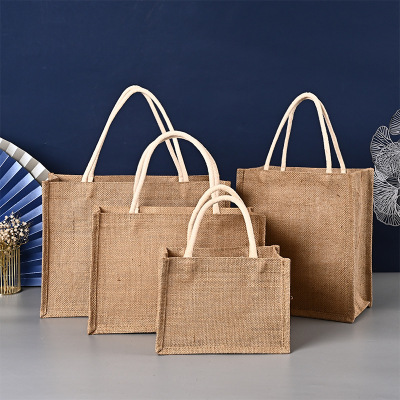 Factory in Stock Portable Gunnysack Cotton and Linen Shopping Bag Hand Painted Linen Gift Bag Vintage Burlap Bag Customization