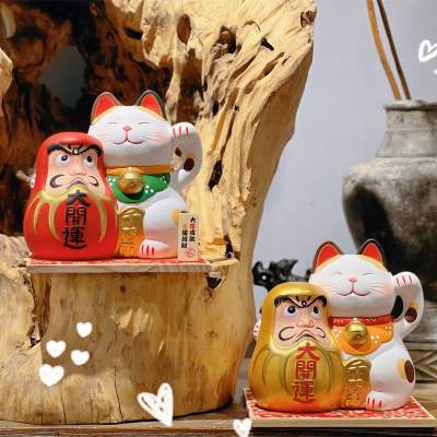 Lemeow 8-Inch Hand-Painted Japanese Ceramic Cat Creative Homeware Shop Decoration Damo Wholesale
