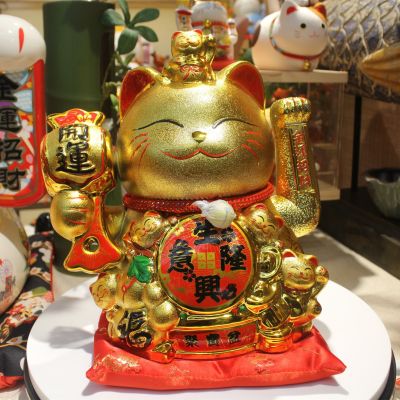 Le Meow New Gold-Plated Electric Hand-Shaking 11-Inch Home Living Room Decorations Store Opening Ceramic Gift Cat
