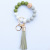 New Cross-Border Amazon Bracelet Key Ring Edible Silicon Beads Bracelet Leather Tassel Wooden Bead Key Chain for Women