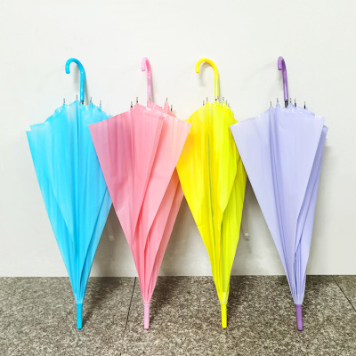 Creative Korean Colored Frosted Umbrella Japanese Long Handle Frosted Plastic Portable Umbrella Transparent Advertising Umbrella