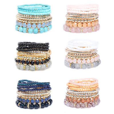 and American Glass Bead Accessories Creative Multi-Layer Mixed Wear Twin Bracelet Set Female Accessories Wholesale
