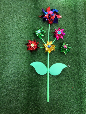 New Plastic Sheet Little Windmill Six Flowers Decorative DIY Hand Holding Pinwheel Factory Wholesale
