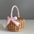 Woven Flower Basket Hand-Held Flower Girl Handmade Natural Flower Arrangement Basket Bamboo Decorative Woven Flower Basket National Day Rattan Woven Storage Basket