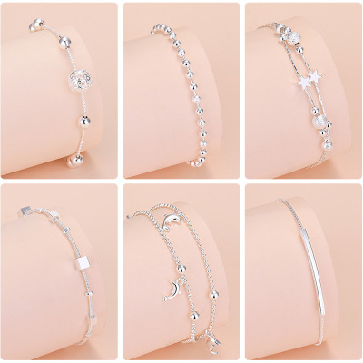 Bracelets Wholesale Internet Celebrity Jewelry Silver Plated Jewelry round Beads Love Clover Antlers Creative Ornament