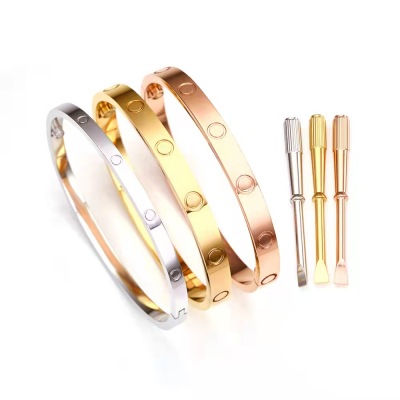 Fashion Titanium Steel Bracelet Card Home Five Generation Love Couple Bracelet Rose Gold Word Screwdriver Bracelet