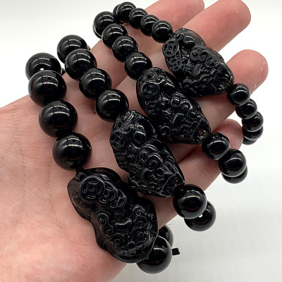 Black Pi Xiu Bracelet Imitation Obsidian Bracelet Couple Pi Xiu Bracelet Gift Stall Drainage Activity One Yuan Gift
