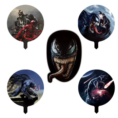 New Marvel Universe Poison Cartoon Shape Aluminum Film Balloon round Thriller Long Tongue Monster Cartoon Poison Balloon