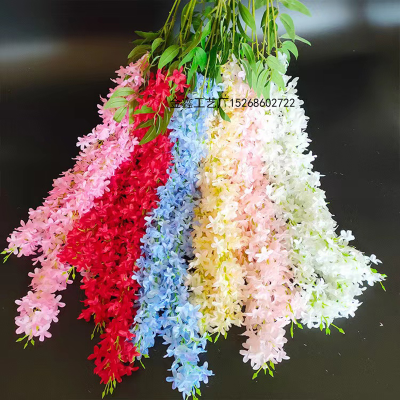 Wisteria Vine Artificial Fake Flowers Vine Garland Arch Wedding Home Room Hanging Rattan Decor Spring Autumn Garden Deco