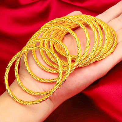 Twist Bracelet Female Vietnam Placer Gold Women's Twist Bracelet Closed-Mouth Bracelet Live Delivery Jewelry Wholesale