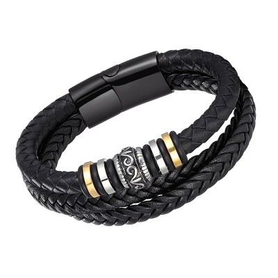 Leather Hand-Woven Bracelet Cowhide Woven Multi-Layer Men 'S Leather Bracelet Vintage Alloy Bracelet Source Manufacturer