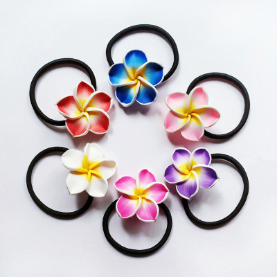 Supply Egg Flower Hair Ring Polymer Clay Material Flower Style Hair Band Black Rubber Hand with Flower Style Ornament