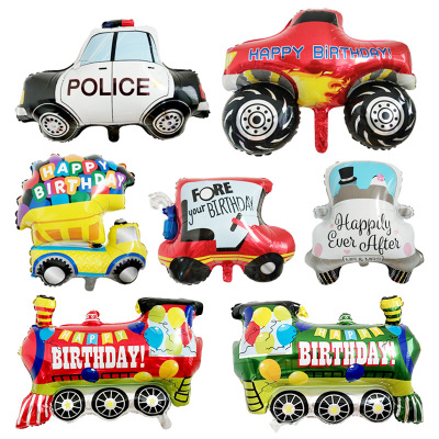 New Cartoon Vehicle Car Aluminum Balloon Happy Birthday Venue Decoration Balloon Children's Party Balloon