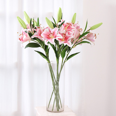 Artificial Flower 3D Printing Hand Feeling Perfume Lily Wedding Home Decorative Flower Ornament Fake Flower Factory Wholesale