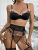 2022 New European and American Women's Clothing Cross-Border Supply Embroidery Stitching Underwear Three-Piece Set