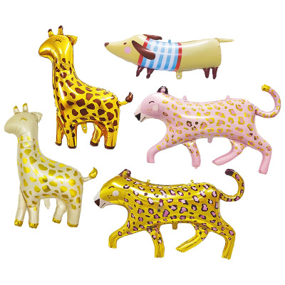 Cross-Border New Arrival Medium Giraffe Leopard Sausage Dog Aluminum Balloon Children's Birthday Party Decoration Layout Balloon