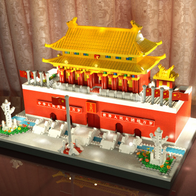 Free Shipping Tian'anmen Square Three-Dimensional Building Model Compatible with Lego Building Blocks Educational Assembled Toys Adult Gift
